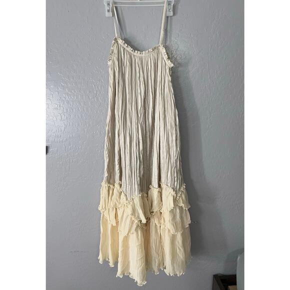 By Anthropologie Sleeveless Square-Neck Layered Plissé Maxi Dress 4130957990127 - Picture 1 of 5